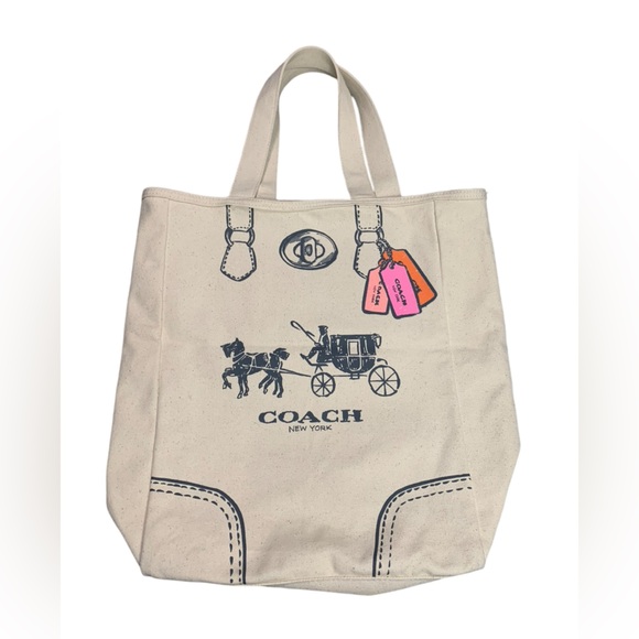 Coach Handbags - Coach Cream canvas horse & carriage logo hangtag